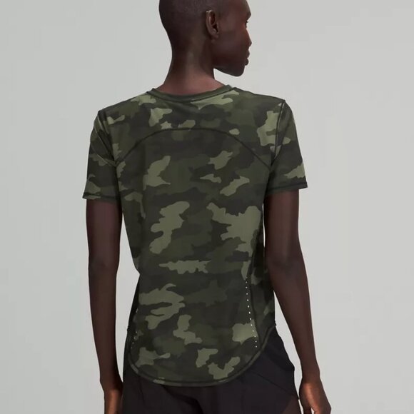 Lululemon High Neck Running and Training T-Shirt Heritage 365 Camo Medium Olive - Picture 2 of 10